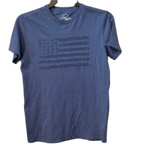 Polo Jeans Co. by Ralph Lauren Blue Short Sleeve Tee Tonal Flag Design Men's S